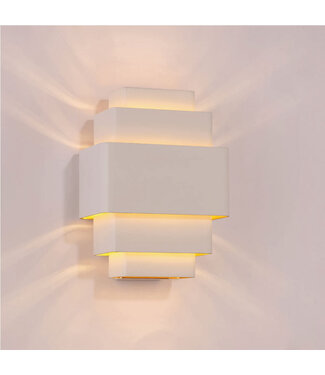Artdelight Industrielle Design Wandleuchte Weiß/Gold