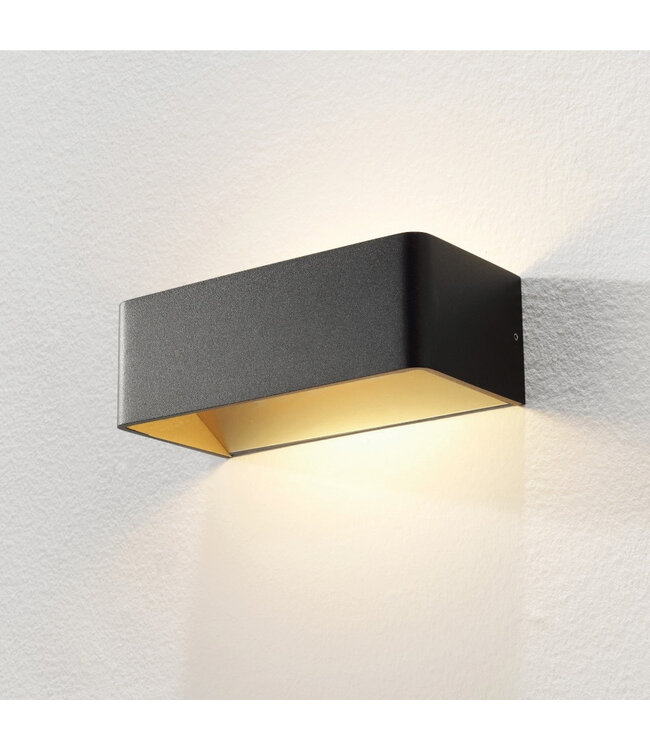 Rechthoekige Design Wandlamp Zwart/Mat Goud incl. LED - Artdelight Mainz