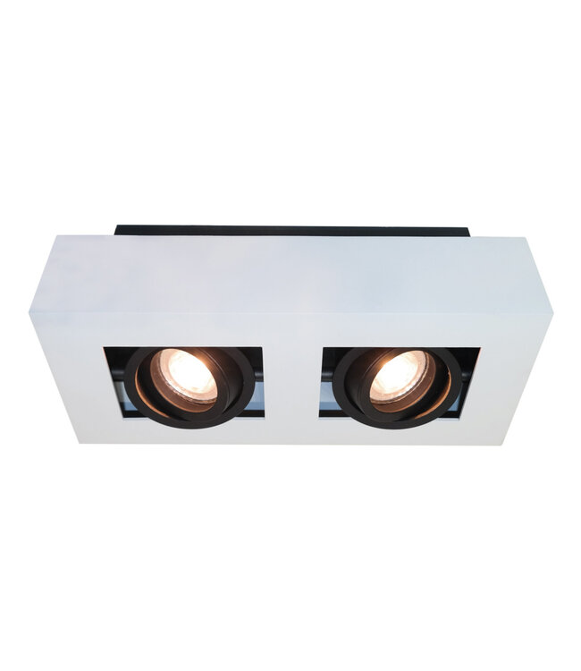 Moderne 2-flammige Design Spotleuchte Weiß/Schwarz - Artdelight Bosco