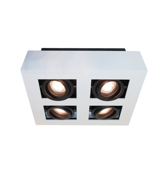 Moderne 4-lichts Design Spot Wit/Zwart - Artdelight Bosco