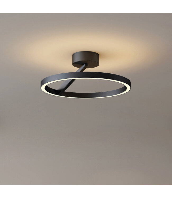 Moderne Zwarte Ronde Plafondlamp incl. LED - Artdelight Oregon