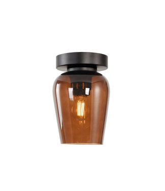 Artdelight Glazen Plafondlamp Ø12,5cm Bruin