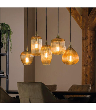 HELDR! Moderne Eettafel Hanglamp 5L Amber