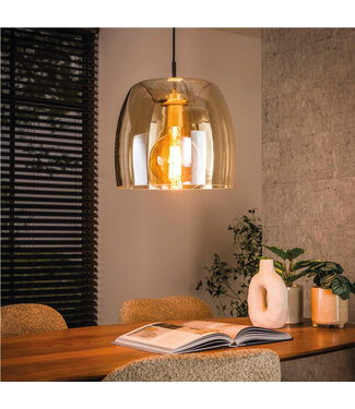 HELDR! Glazen 1-lichts Hanglamp Amber