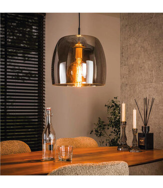 HELDR! Glazen 1-lichts Hanglamp Rookglas