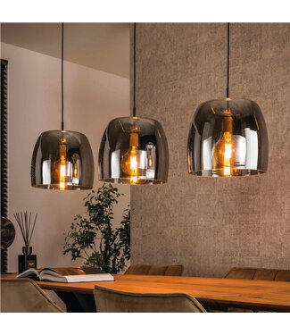 HELDR! Glazen 3-lichts Hanglamp Rookglas