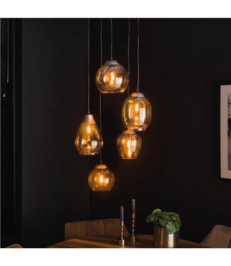 HELDR! Glazen Eettafel Hanglamp 5L Amber