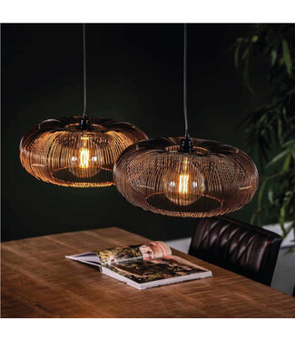 HELDR! Industriële 2-lichts Hanglamp Zwart/Koper