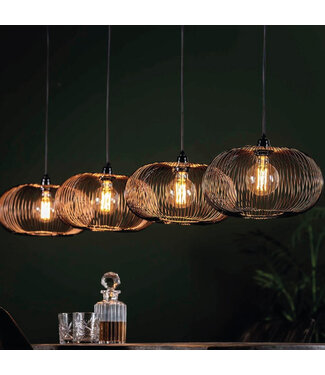 HELDR! Industriële 4-lichts Hanglamp Zwart/Koper
