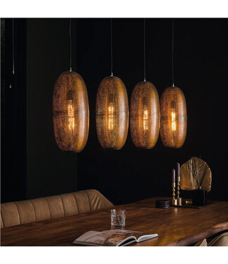 HELDR! Industriële 4-lichts Hanglamp Antiek Brons