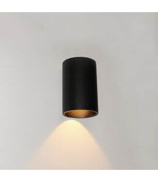 Artdelight Ronde Zwarte 1-lichts Wandlamp incl. LED