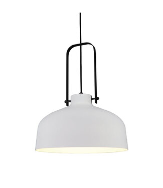 Artdelight Industriële 1-lichts Hanglamp Wit/Zwart