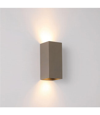 Searchlight Moderne Rechthoekige 2-lichts Wandlamp Latte/Bruin
