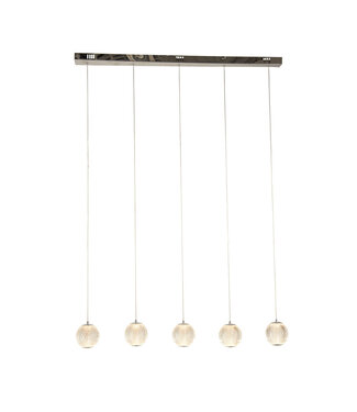 Searchlight Moderne 5-lichts Glazen Hanglamp Chroom