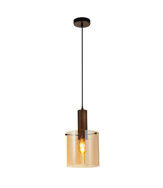 Searchlight Moderne 1-lichts Glazen Hanglamp Amber