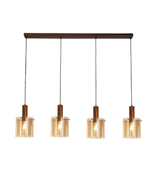 Searchlight Moderne 4-lichts Glazen Hanglamp Amber