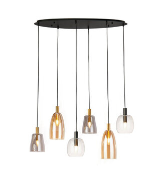 Searchlight Moderne Glazen 6-lichts Hanglamp Multicolor