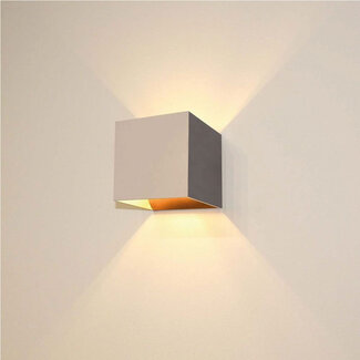 Artdelight Industriële Kubus Wandlamp Champagne | Artdelight Gymm