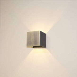 Artdelight Industriële Kubus Wandlamp Antiek Brons | Artdelight Gymm