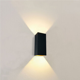 Artdelight Industriële Rechthoekige Wandlamp XL Zwart/Mat Goud | Artdelight Dante