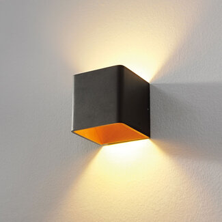 Artdelight Design Kubus LED Wandlamp Zwart/Koper | Artdelight Fulda