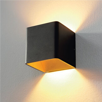 Artdelight Design Kubus LED Wandlamp Zwart/Mat Goud | Artdelight Fulda
