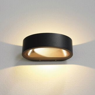 Artdelight Moderne Ovale LED Wandlamp Zwart/Mat Goud | Artdelight Sharp
