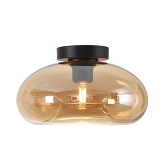 Artdelight Ovale Glazen Plafondlamp 28cmØ met E27 Amber | Artdelight Paradise