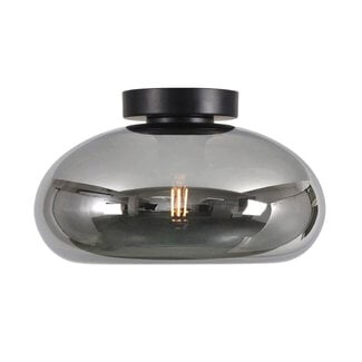 Artdelight Ovale Glazen Plafondlamp 28cmØ met E27 Chroom | Artdelight Paradise