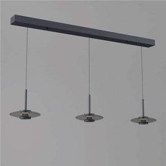 Artdelight Moderne LED Design 3-lichts Hanglamp Zwart/Rookglas | Artdelight Madison