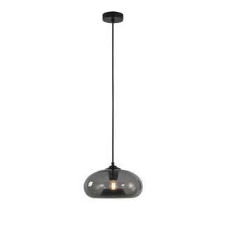 Artdelight Ovale Glazen Hanglamp 28cmØ met E27 Rookglas | Artdelight Paradise