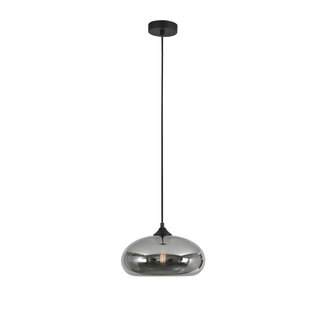 Artdelight Ovale Glazen Hanglamp 28cmØ met E27 Chroom | Artdelight Paradise