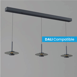 Artdelight DALI LED Design 3-lichts Hanglamp Zwart/Rookglas | Artdelight Madison