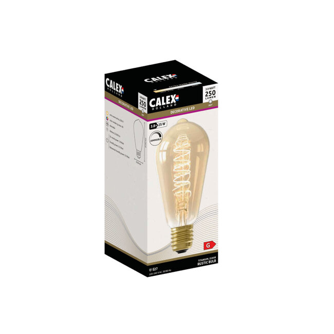 Dimbare E27 filament lichtbron Rustiek Gold | 3,8W - 250lm - 2100K | Calex