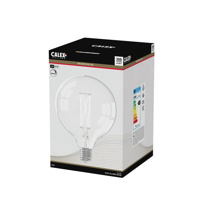 Dimbare E27 filament lichtbron 125mm Clear | 4W - 350lm - 2300K | Calex