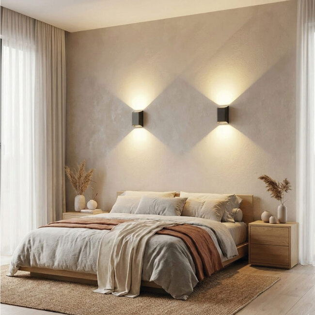 Moderne LED Wandlamp Zwart/Mat Goud | Artdelight Diaz Small