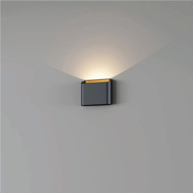 Moderne LED Wandlamp 1-lichts Zwart/Mat Goud | Artdelight Diaz 1L