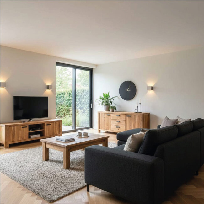 Industriële Kubus Wandlamp Champagne | Artdelight Gymm