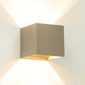 Artdelight Industriële Kubus Wandlamp Champagne | Artdelight Gymm