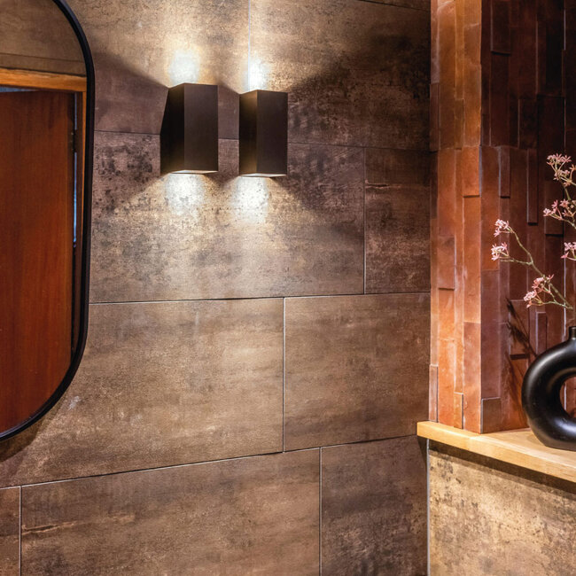 Industriële Rechthoekige Wandlamp Gun Metal | Artdelight Dante