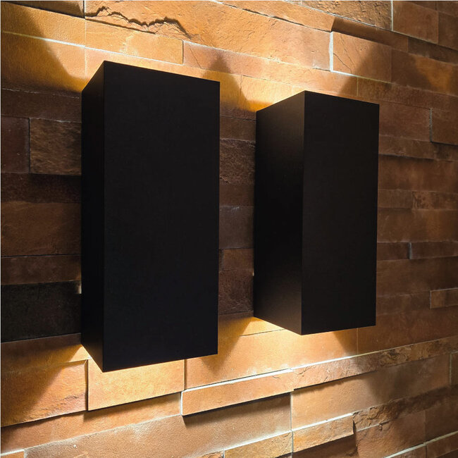 Industriële Rechthoekige Wandlamp XL Zwart | Artdelight Dante