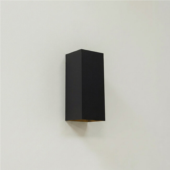 Industriële Rechthoekige Wandlamp XL Zwart/Mat Goud | Artdelight Dante