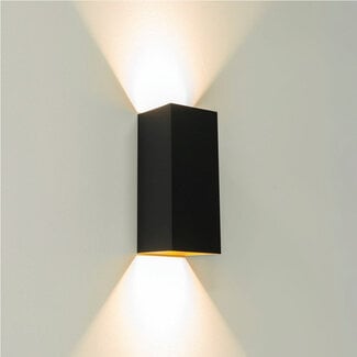 Artdelight Industriële Rechthoekige Wandlamp XL Zwart/Mat Goud | Artdelight Dante