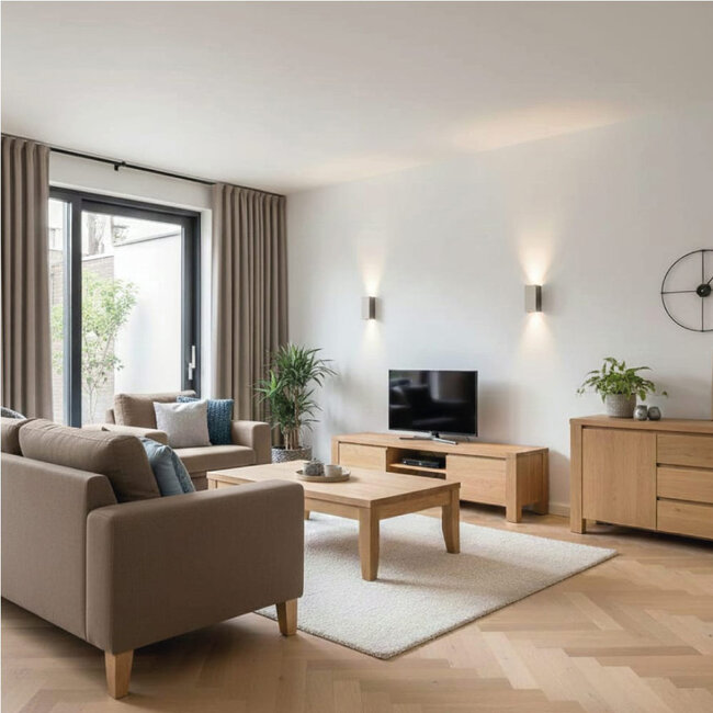 Industriële Rechthoekige Wandlamp XL Champagne | Artdelight Dante