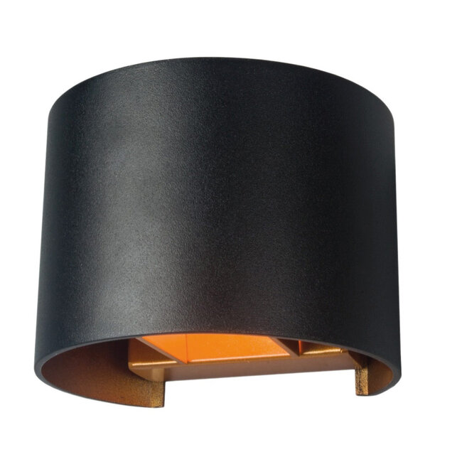 Industriële Ronde Wandlamp Zwart/Mat Goud | Artdelight Gyro