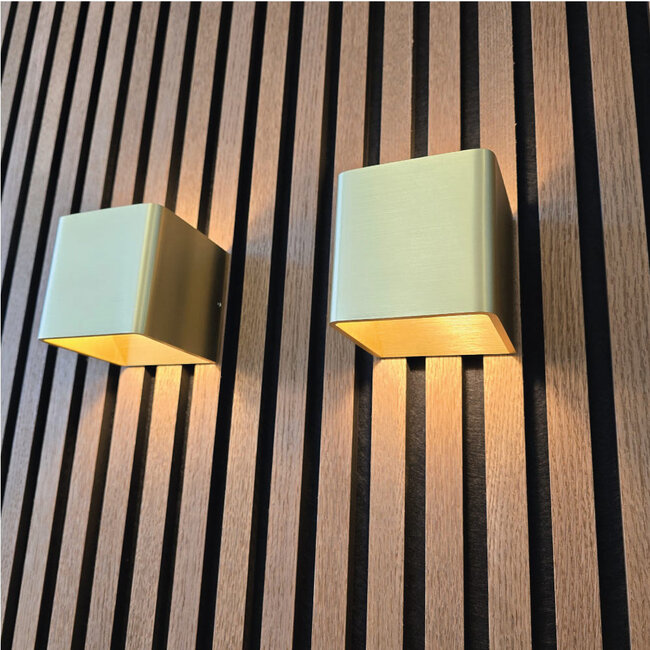 Design Kubus LED Wandlamp Goud | Artdelight Fulda