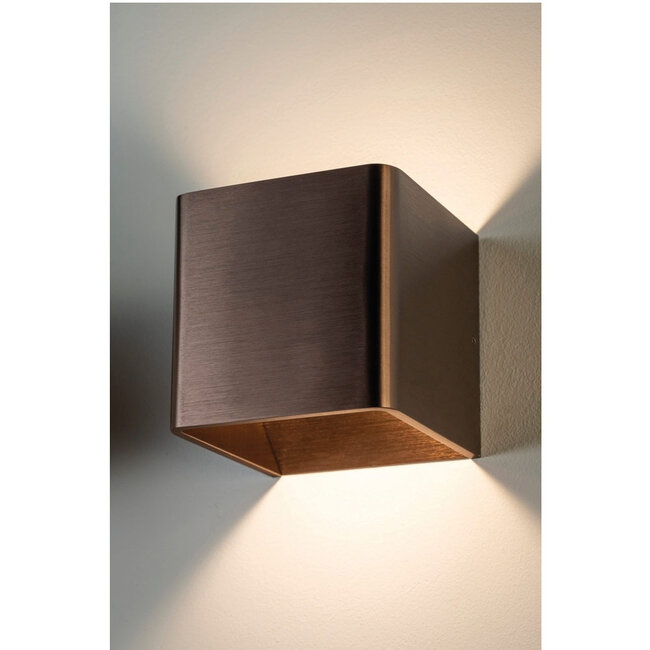 Design Kubus LED Wandlamp Donker Brons | Artdelight Fulda