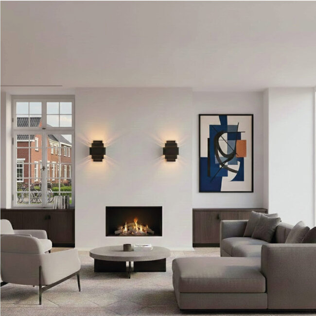 Moderne Design Wandlamp Zwart/Mat Goud | Artdelight Layers