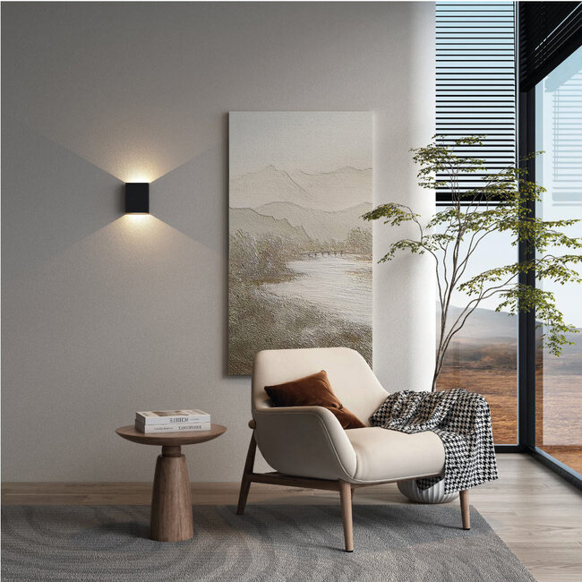 Industriële LED Wandlamp Zwart | Artdelight Memphis