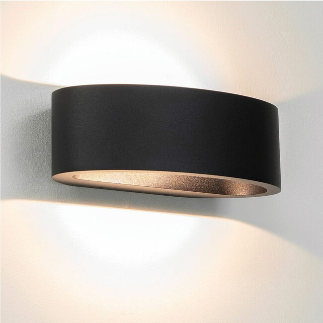 Moderne Ovale LED Wandlamp Zwart | Artdelight Sharp